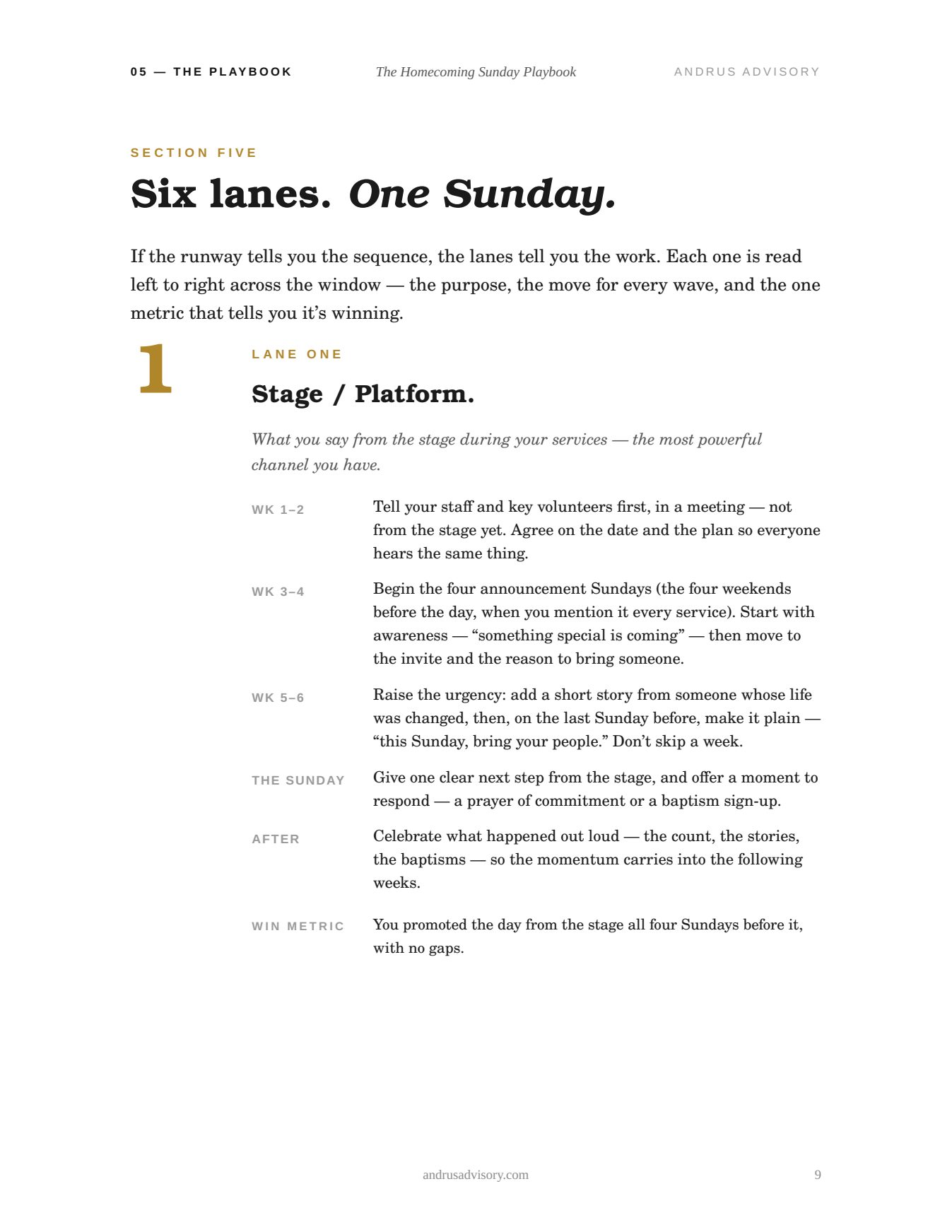 A lane page from the playbook